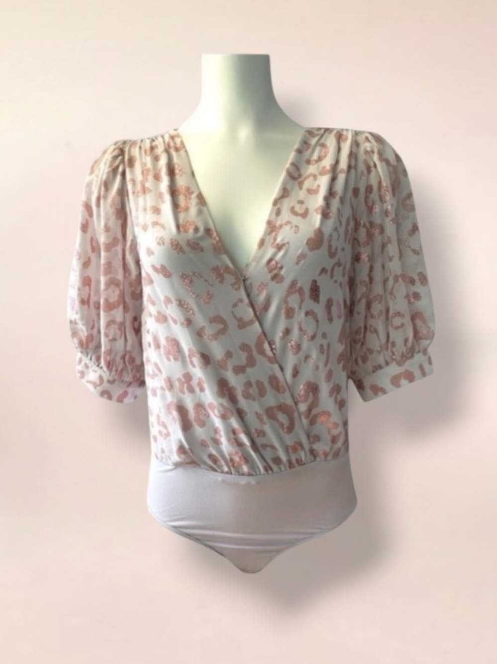 BUDDY LOVE NEW NWOT LEOPARD METALLIC PRINT BLOUSE BODYSUIT COMBO SIZE XS